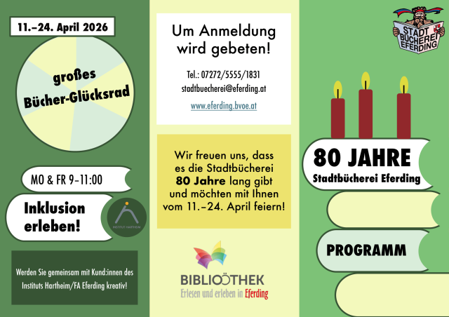 Einladungsfolder 80 Jahre Stadtbücherei
